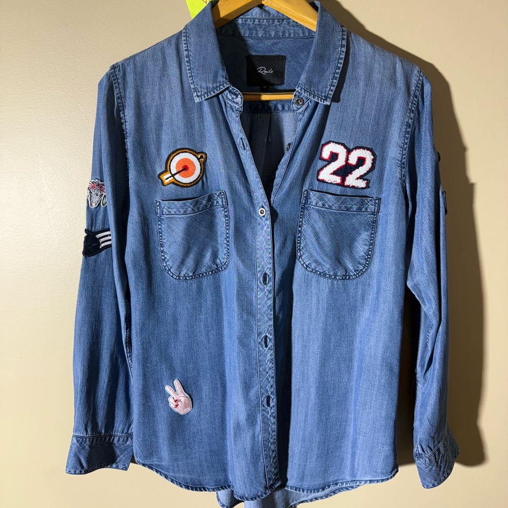Rails Carter Blue Chambray Patchwork Dark Vintage… - image 4
